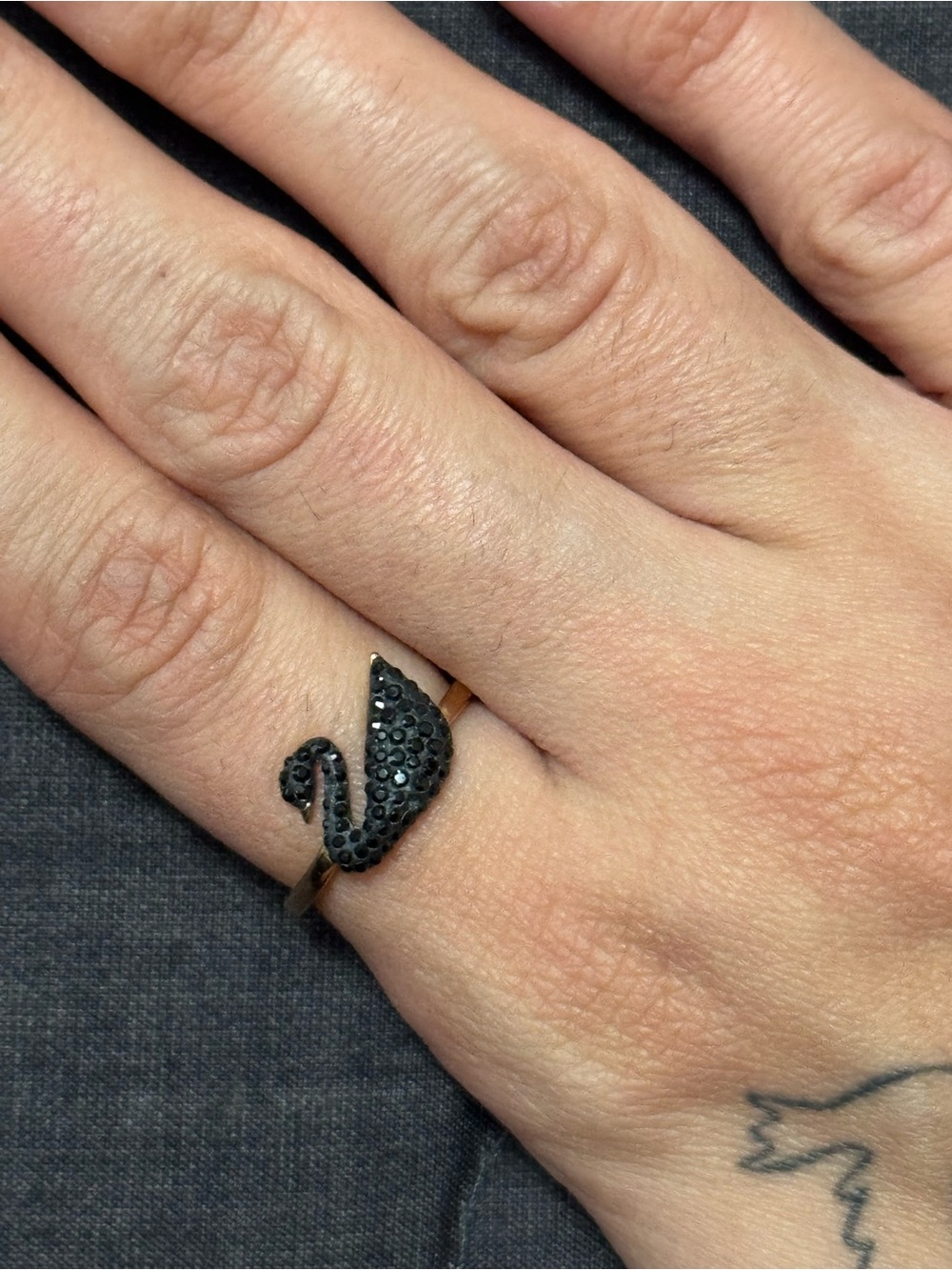 Swarovski Black Swan Ring - Elegant Black Ring